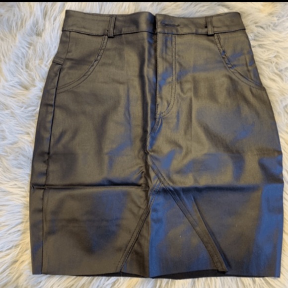 High Waisted Mini Bodycon PU Black Skirt - Picture 6 of 7